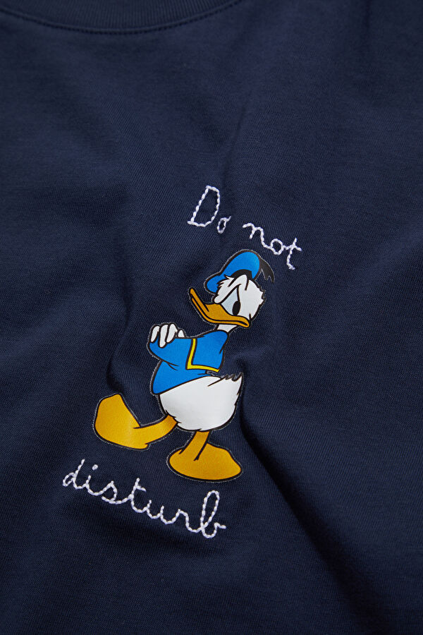 Navy Blue Crew Neck Printed Men's T-Shirt 4