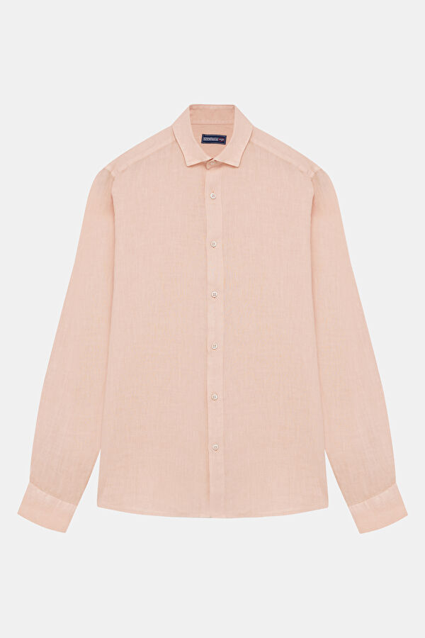 Pink Linen Regular Men's Shirt 3