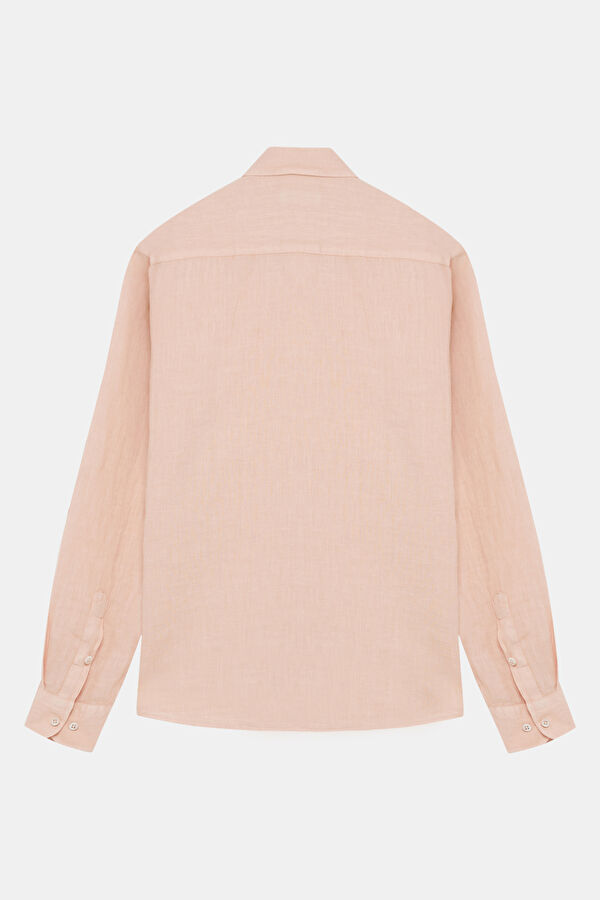Pink Linen Regular Men's Shirt 4