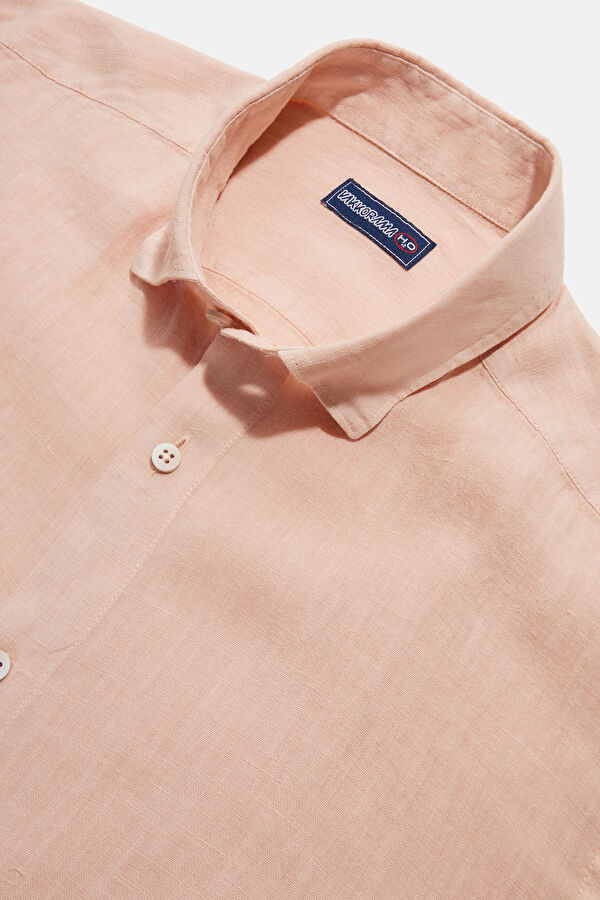 Pink Linen Regular Men's Shirt 5