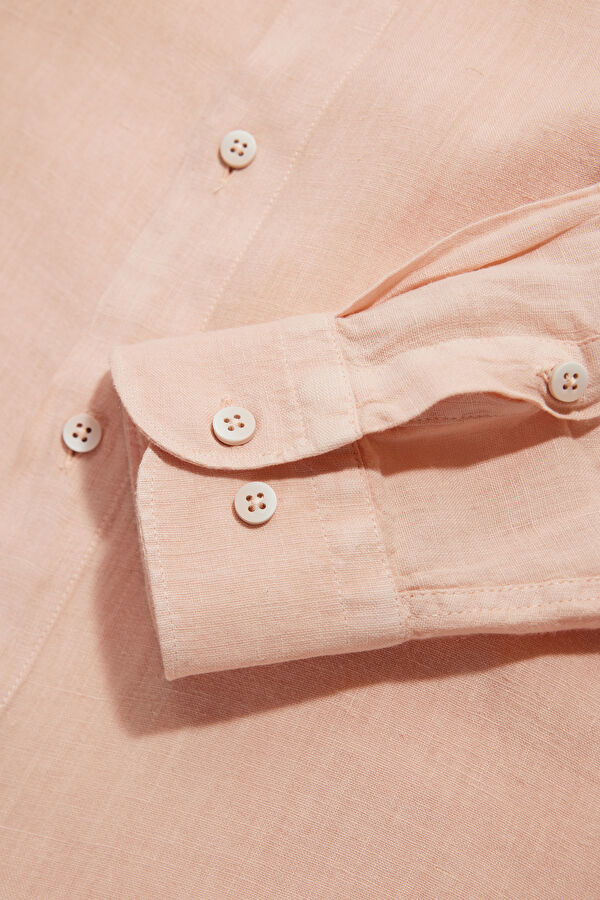 Pink Linen Regular Men's Shirt 6