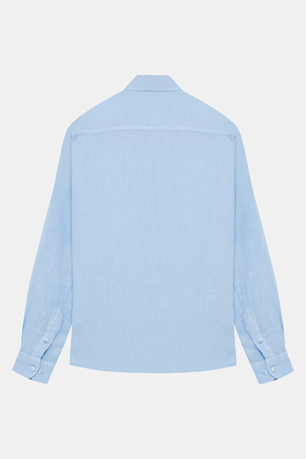 Blue Linen Regular Men's Shirt 6