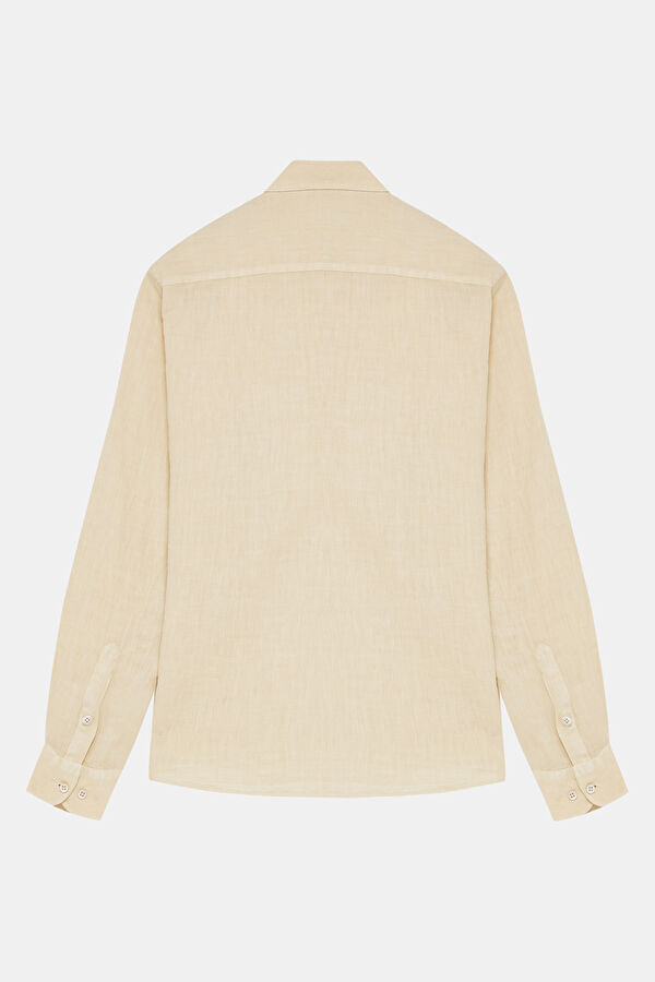 Beige Linen Regular Men's Shirt 4