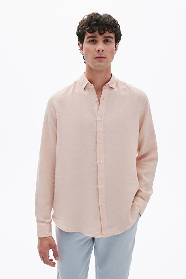 Pink Linen Regular Men's Shirt