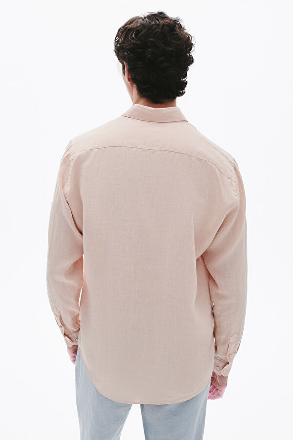 Pink Linen Regular Men's Shirt 2