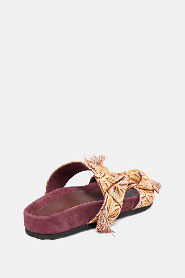 Gold Patterned Leather Slippers 3