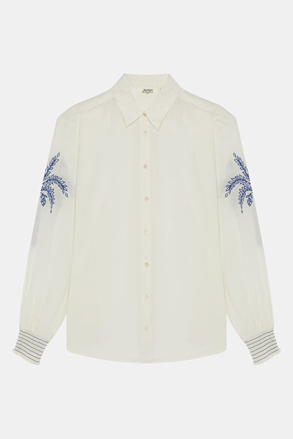 Off-white patterned mandarin collar women's shirt