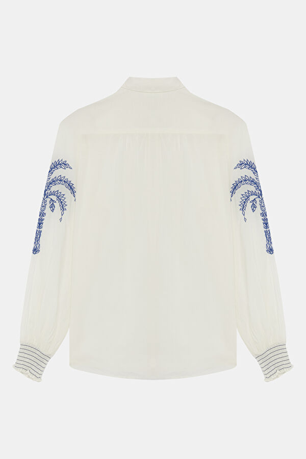 Off-white patterned mandarin collar women's shirt 2