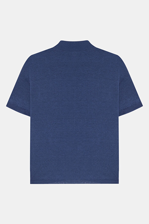 Relax Fit Navy Blue Polo Collar Women's T-Shirt 2