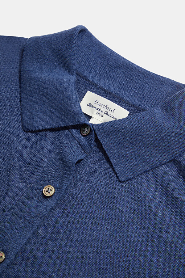 Relax Fit Navy Blue Polo Collar Women's T-Shirt 3