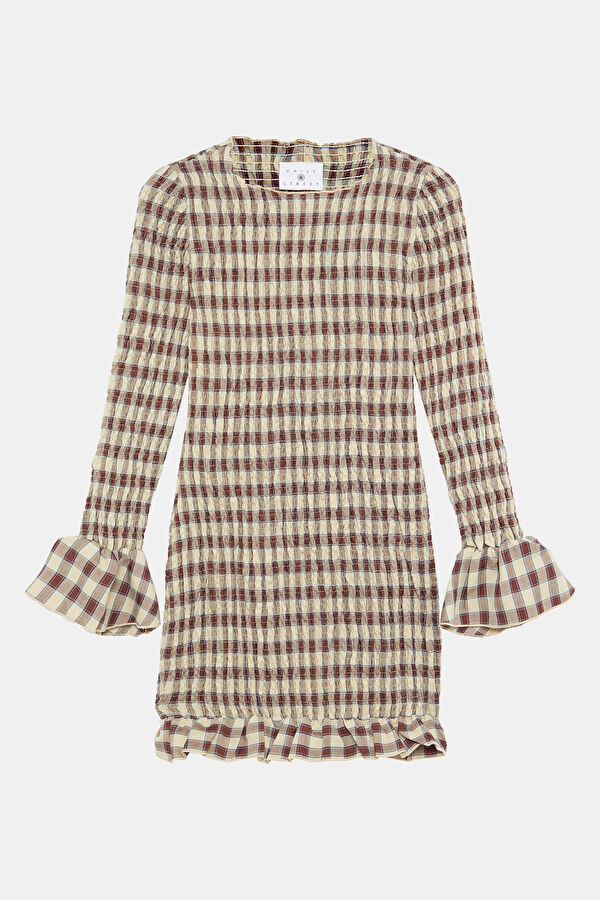 Light Brown Striped Mini Dress for Women