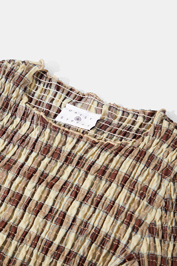 Light Brown Striped Mini Dress for Women 3