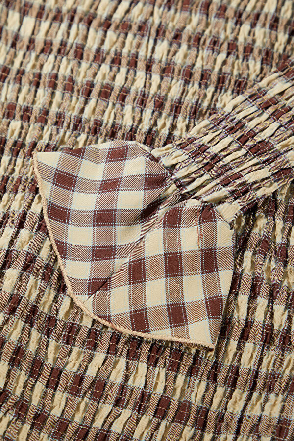 Light Brown Striped Mini Dress for Women 4