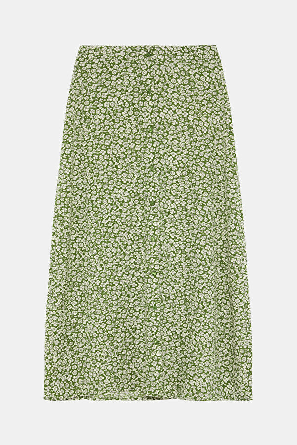 Green Floral Patterned Women's Skirt