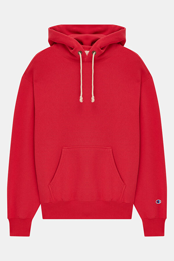 Kırmızı Relax Kalıp Kapuşonlu Erkek Sweatshirt 3
