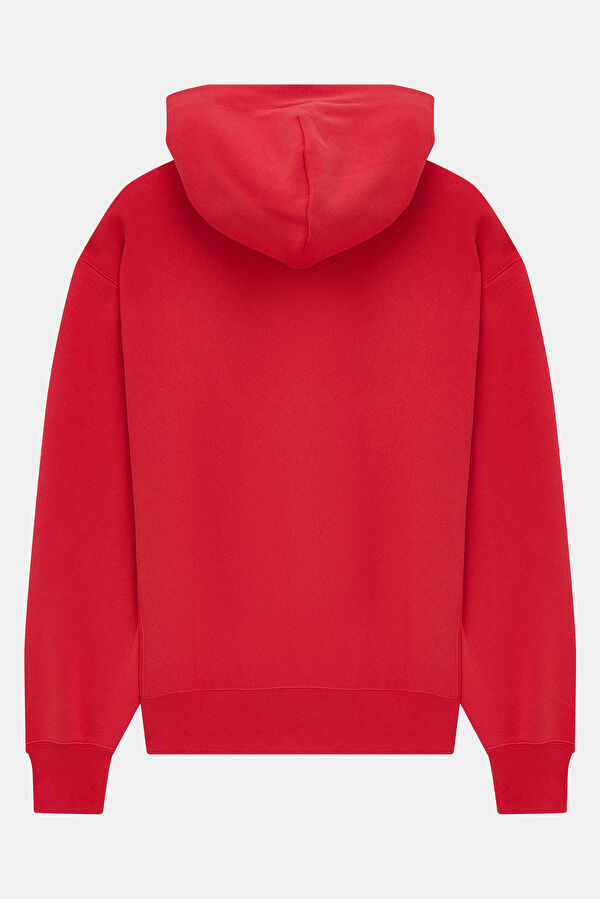 Kırmızı Relax Kalıp Kapuşonlu Erkek Sweatshirt 4