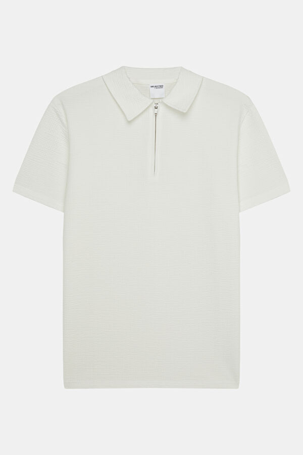 Ecru Polo Neck T-Shirt 3