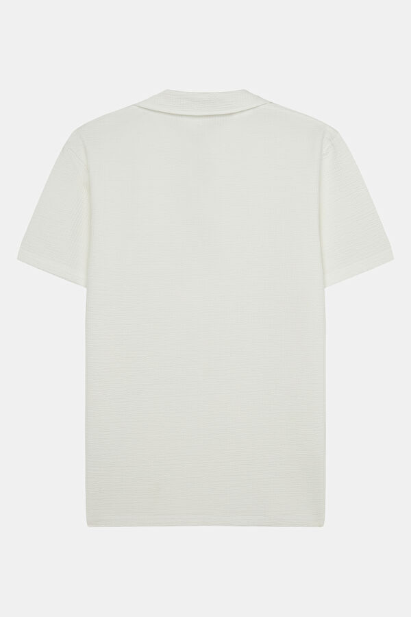 Ecru Polo Neck T-Shirt 4