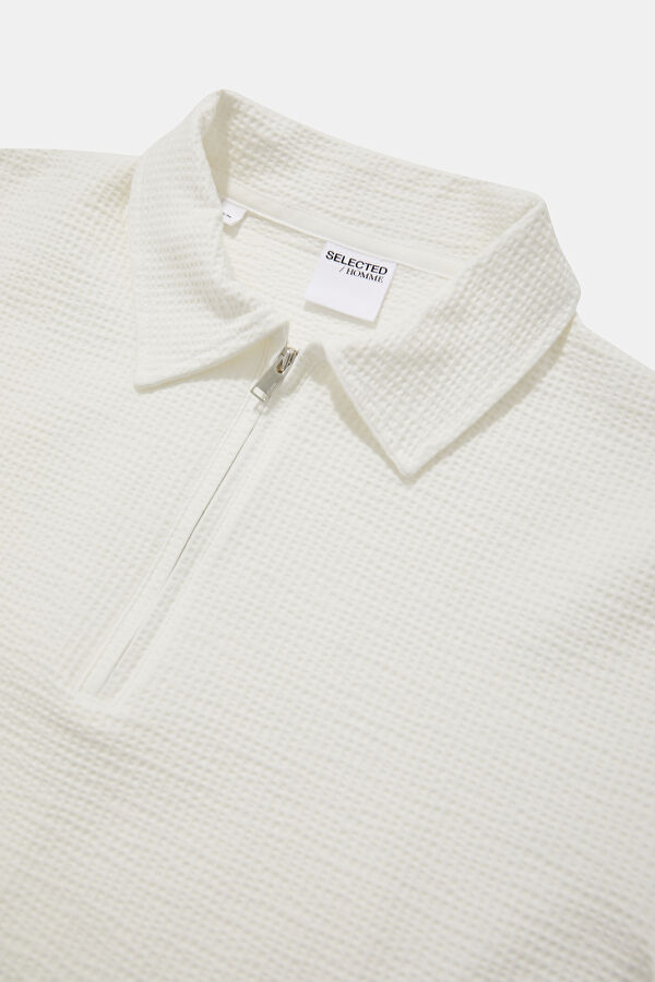 Ecru Polo Neck T-Shirt 5