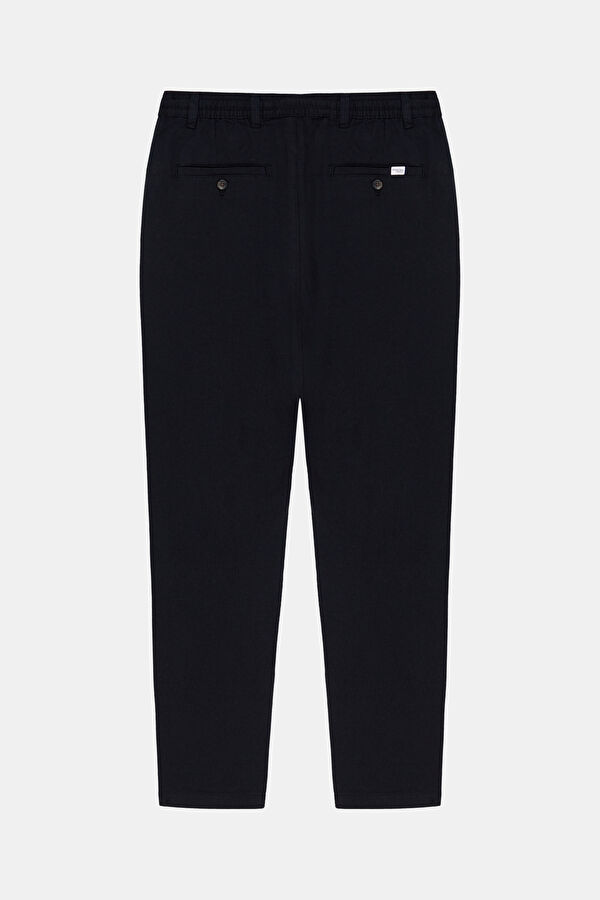 Black Straight Leg Linen Cotton Men's Trousers 2
