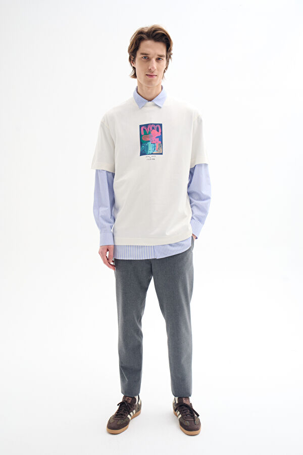 Grey Straight Leg Men's Trousers
