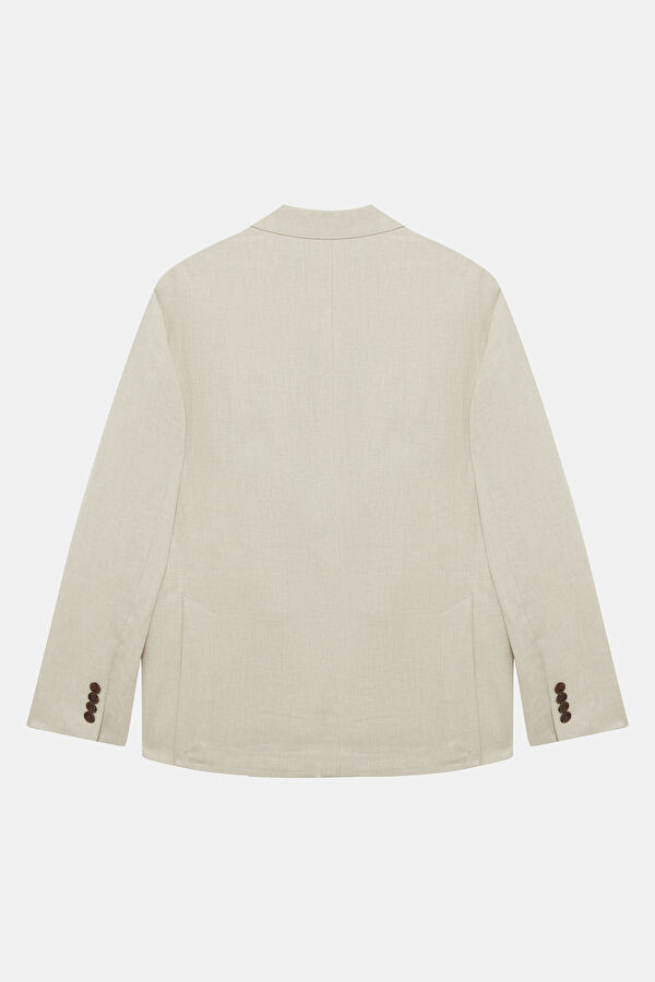 Cream Buttoned Linen Men's Jacket 2