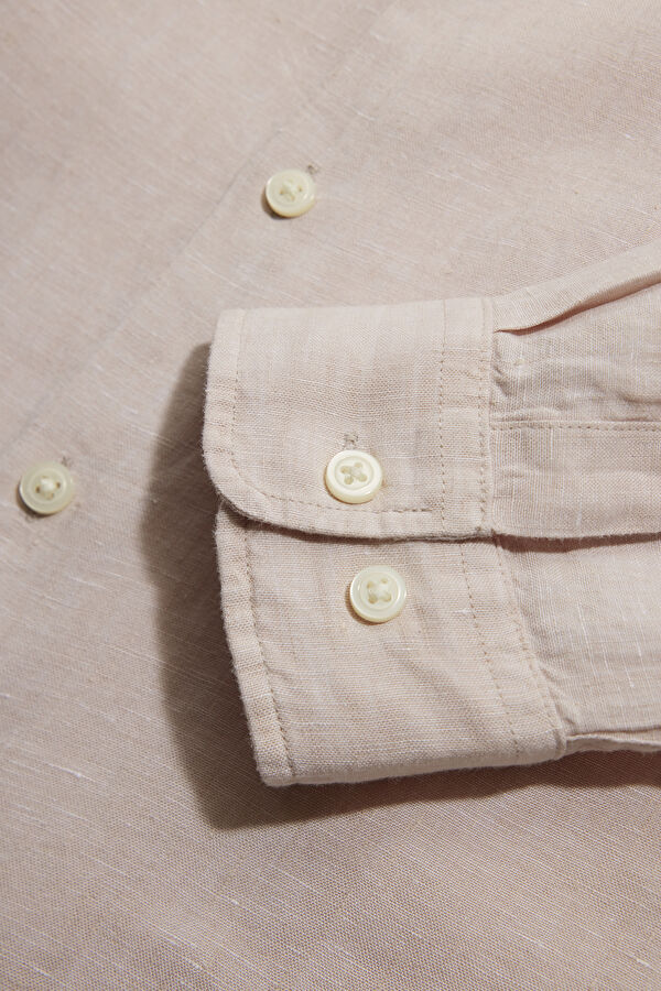 Ecru Linen Men's Shirt 4