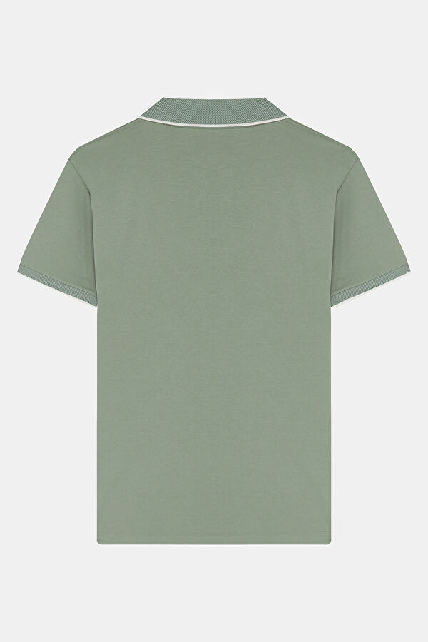 Light Green Polo Collar Men's T-Shirt 2