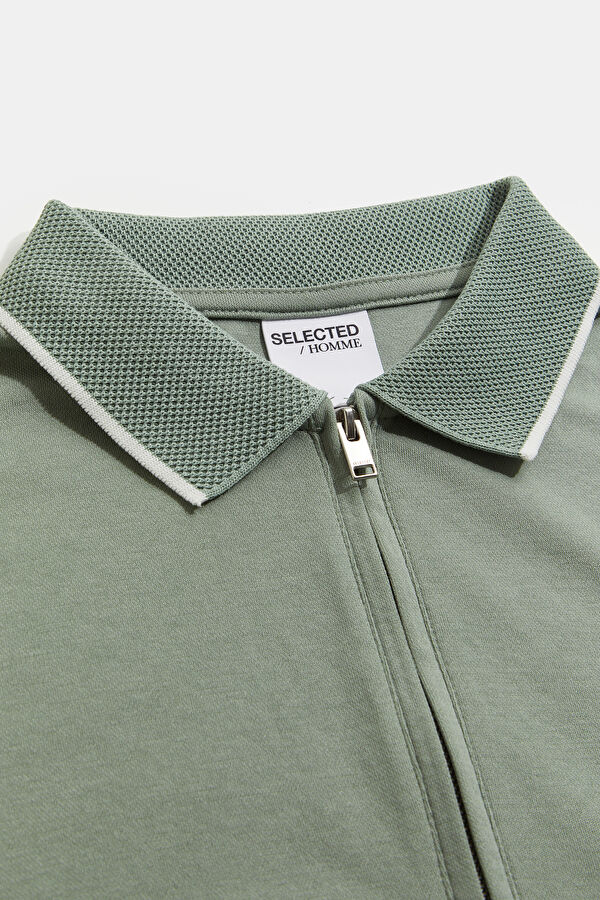 Light Green Polo Collar Men's T-Shirt 3