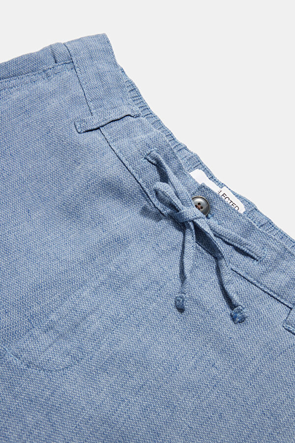 Light Blue Straight Leg Linen Cotton Men's Trousers 3
