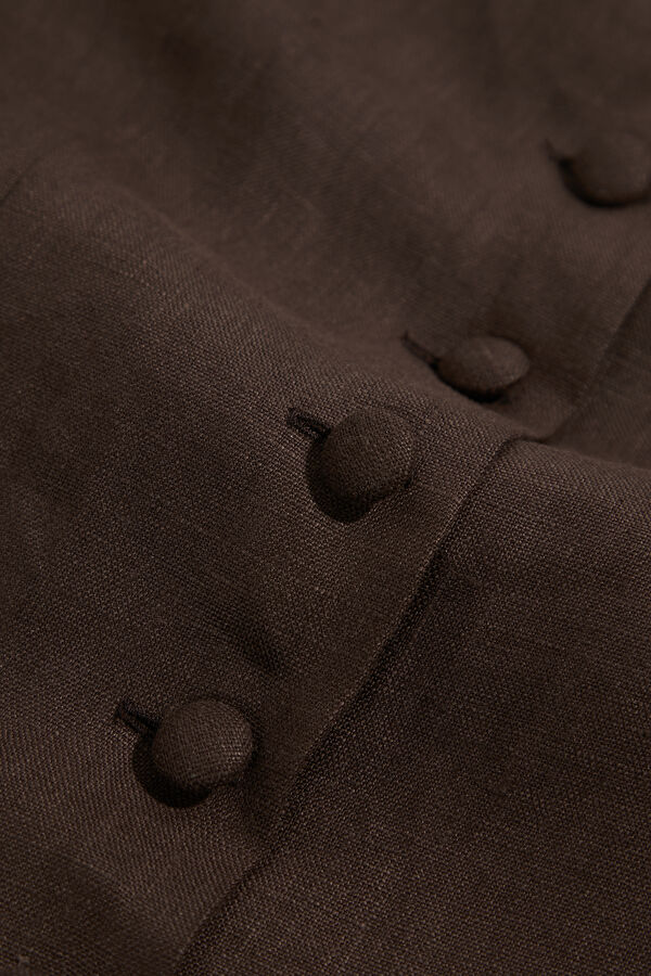 Coffee Linen Suspender Blouse 4