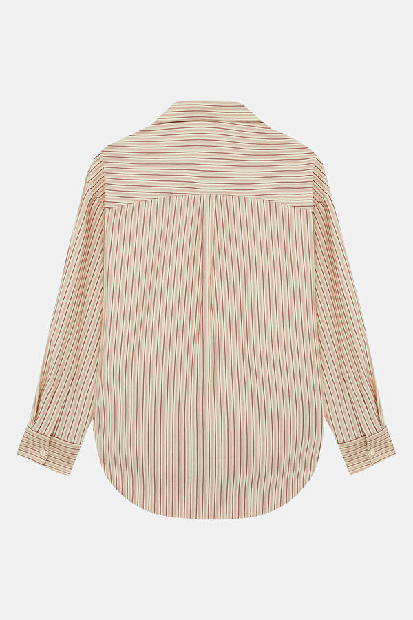 Relaxed Fit Light Pink Striped Women's Shirt 4