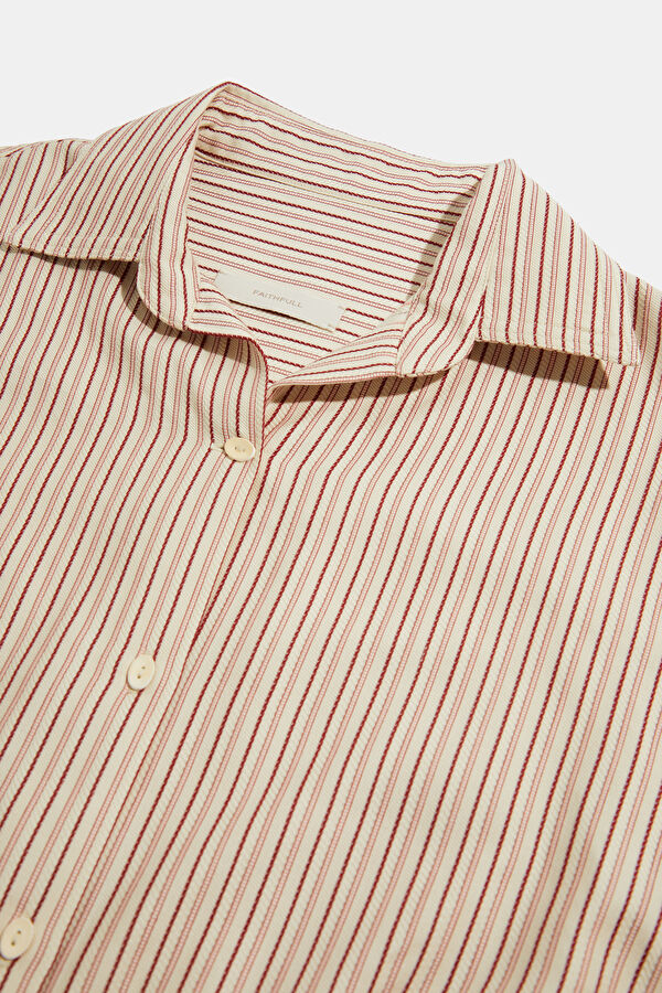 Relaxed Fit Light Pink Striped Women's Shirt 5