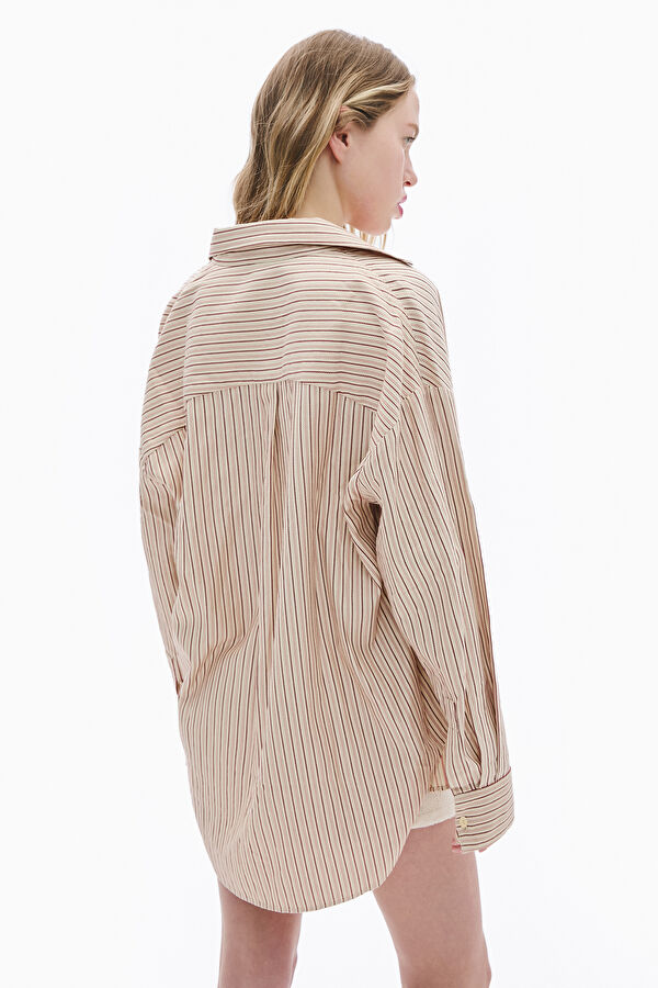 Relaxed Fit Light Pink Striped Women's Shirt 2