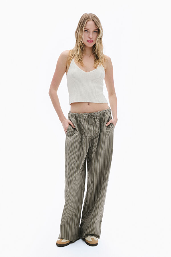 Relax Fit Khaki Straight Leg Women's Trousers