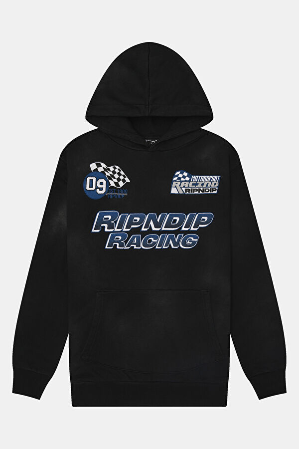 Siyah Relax Kalıp Kapuşonlu Erkek Sweatshirt 3