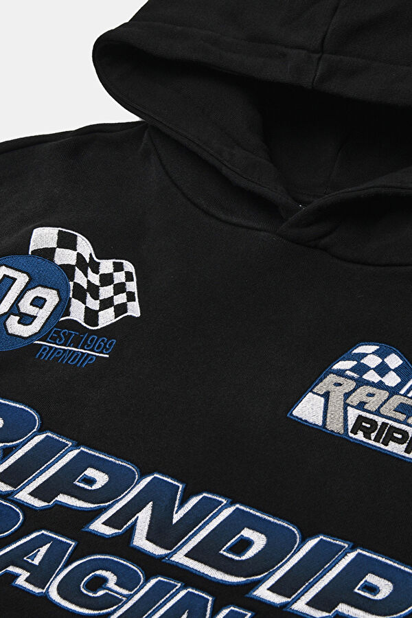 Siyah Relax Kalıp Kapuşonlu Erkek Sweatshirt 4