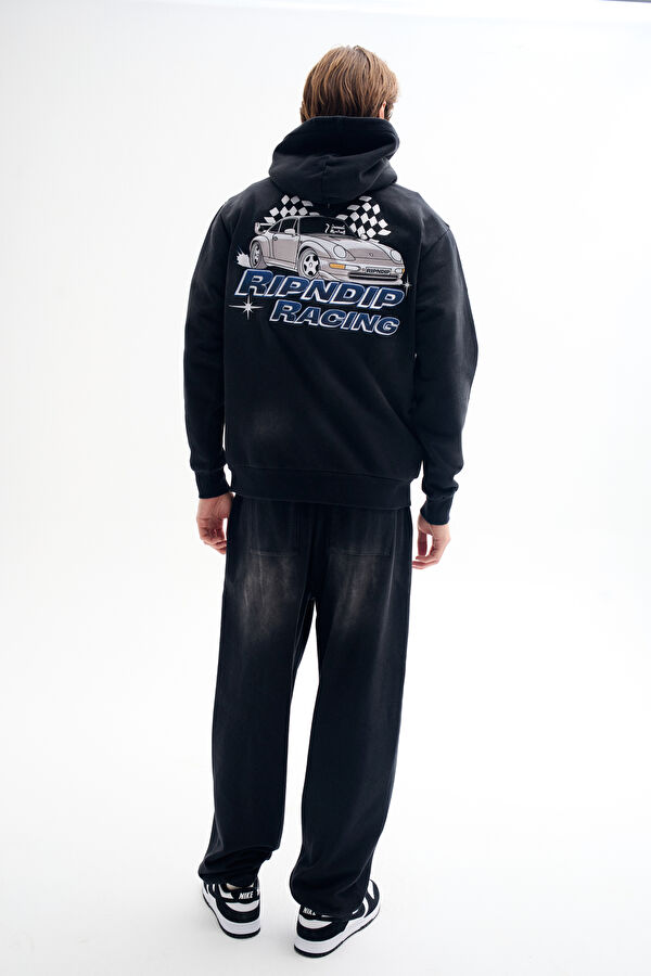 Siyah Relax Kalıp Kapuşonlu Erkek Sweatshirt 2