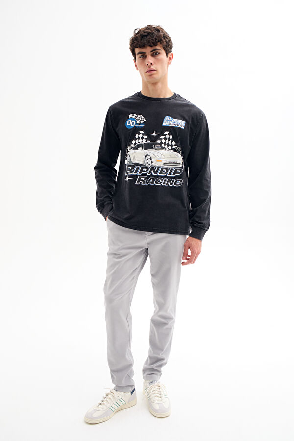 Relax Fit Anthracite Crew Neck Printed Men's T-Shirt