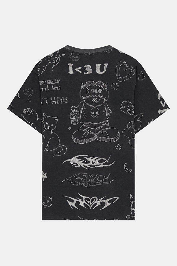 Relaxed Fit Black Crew Neck Printed Men's T-Shirt 2
