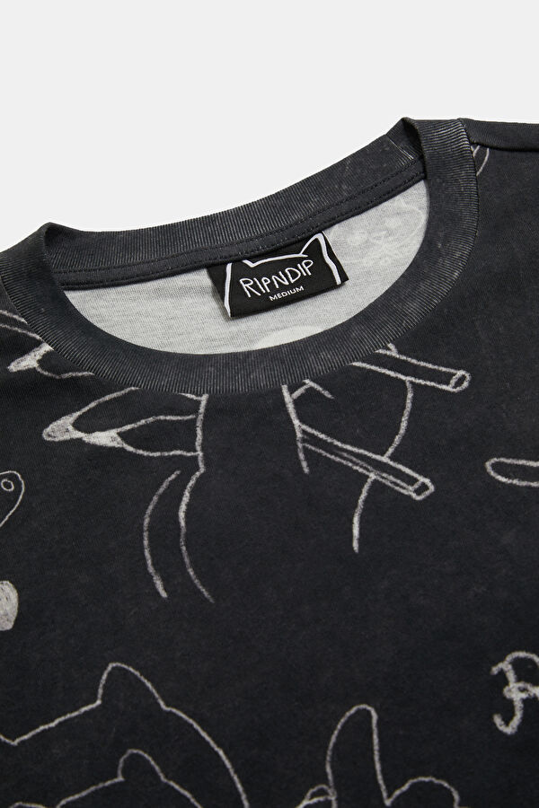 Relaxed Fit Black Crew Neck Printed Men's T-Shirt 3
