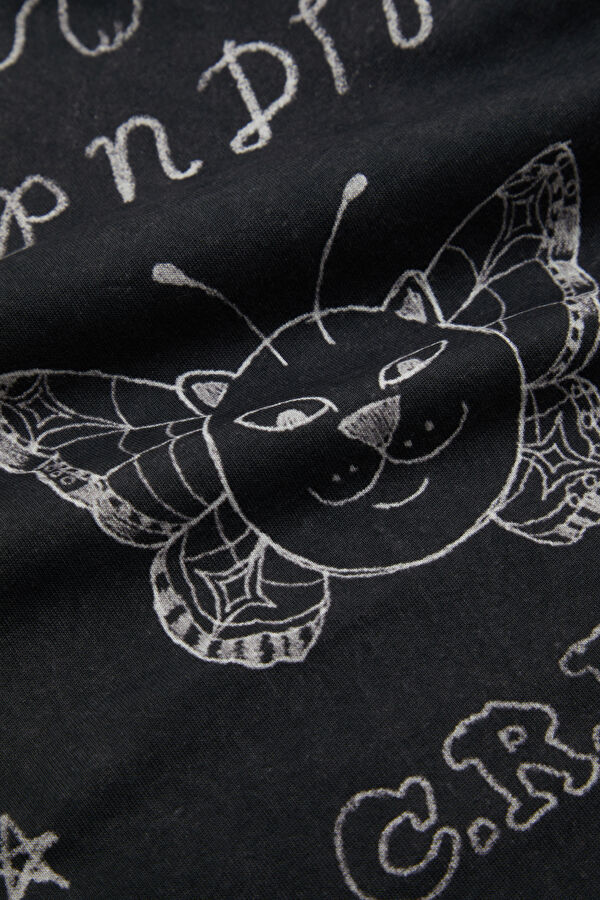 Relaxed Fit Black Crew Neck Printed Men's T-Shirt 5