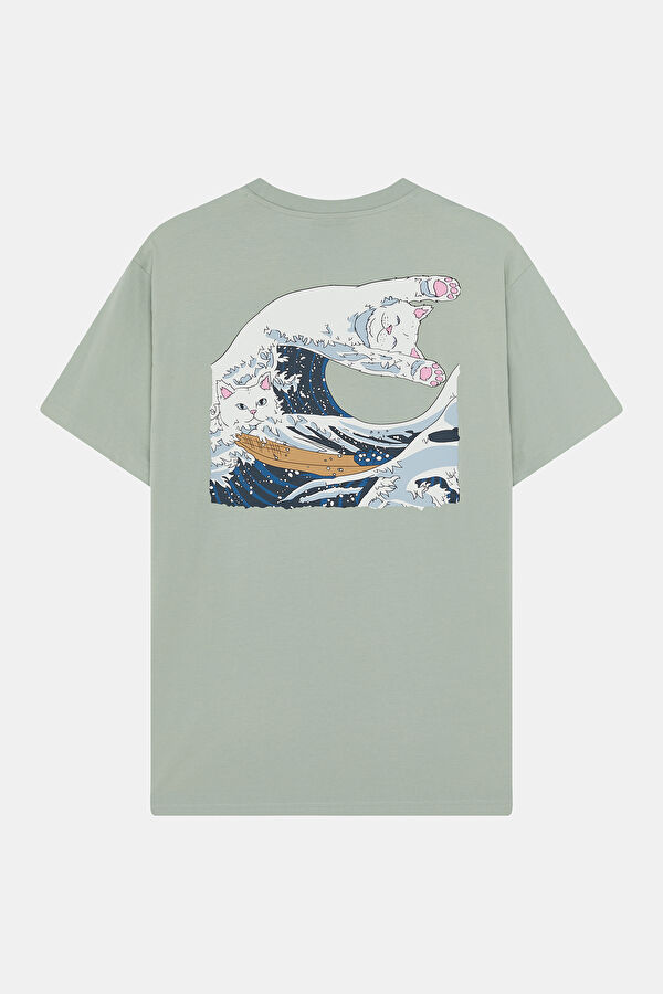 Relax Pattern Light Green Crew Neck Printed T-Shirt 2