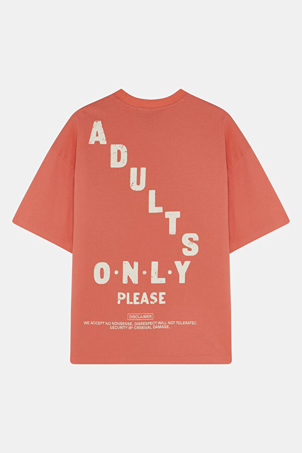 Relax Kalıp Mercan Bisiklet Yaka Baskılı Erkek T-Shirt 2