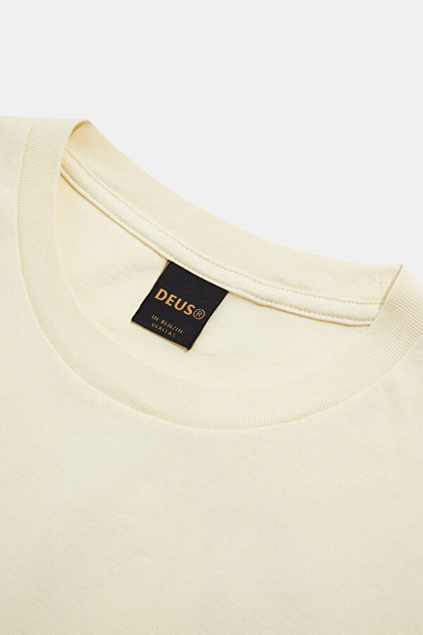 Oversize Krem Bisiklet Yaka Baskılı Erkek T-Shirt 3