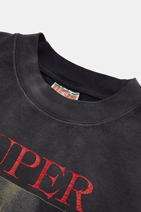 Relax Fit Anthracite Crew Neck Printed Men's T-Shirt 3