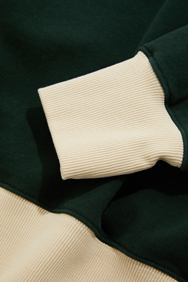Koyu Yeşil Relax Kalıp Polo Yaka Erkek Sweatshirt 6