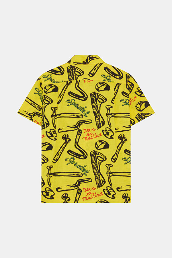 Relax Fit Yellow Patterned Resort Neck Shirt 2