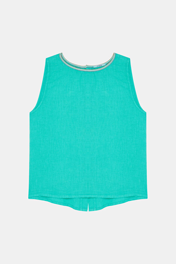 Green Patterned Strappy Women's Blouse