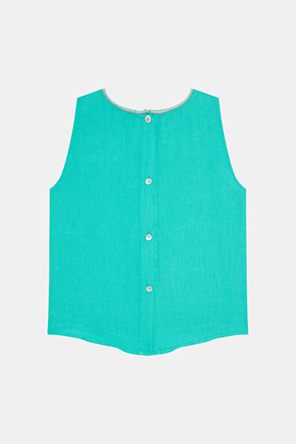 Green Patterned Strappy Women's Blouse 2
